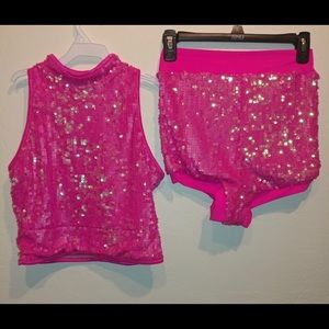 Balera 2 piece pink sequence outfit